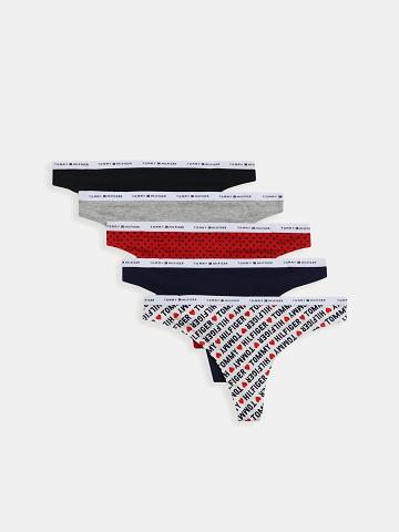 Női Tommy Hilfiger Logo Mix 5PK Thongs Színes | HU 570GSO